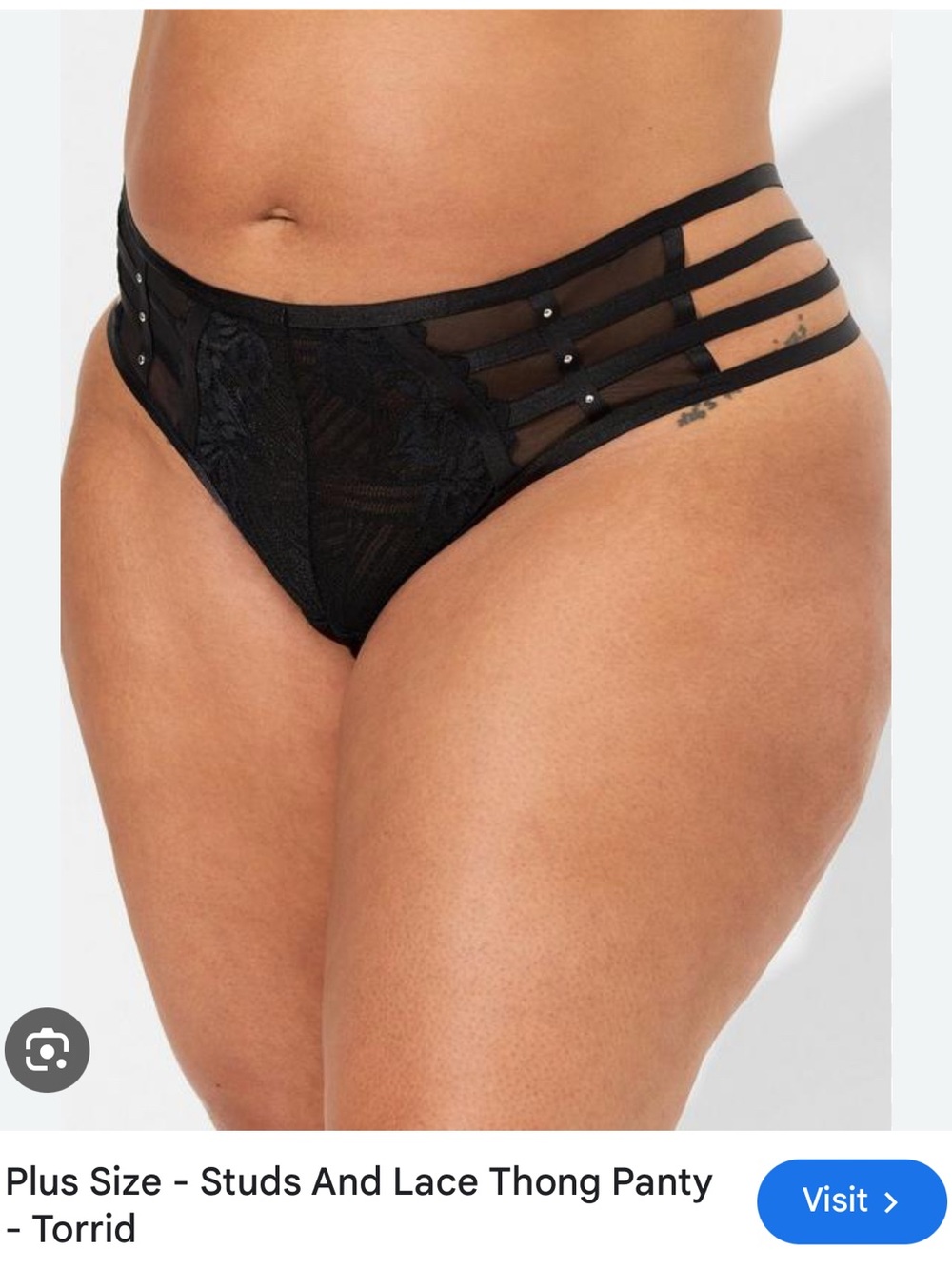 torrid Black Strappy Lace Thong with Stud Details